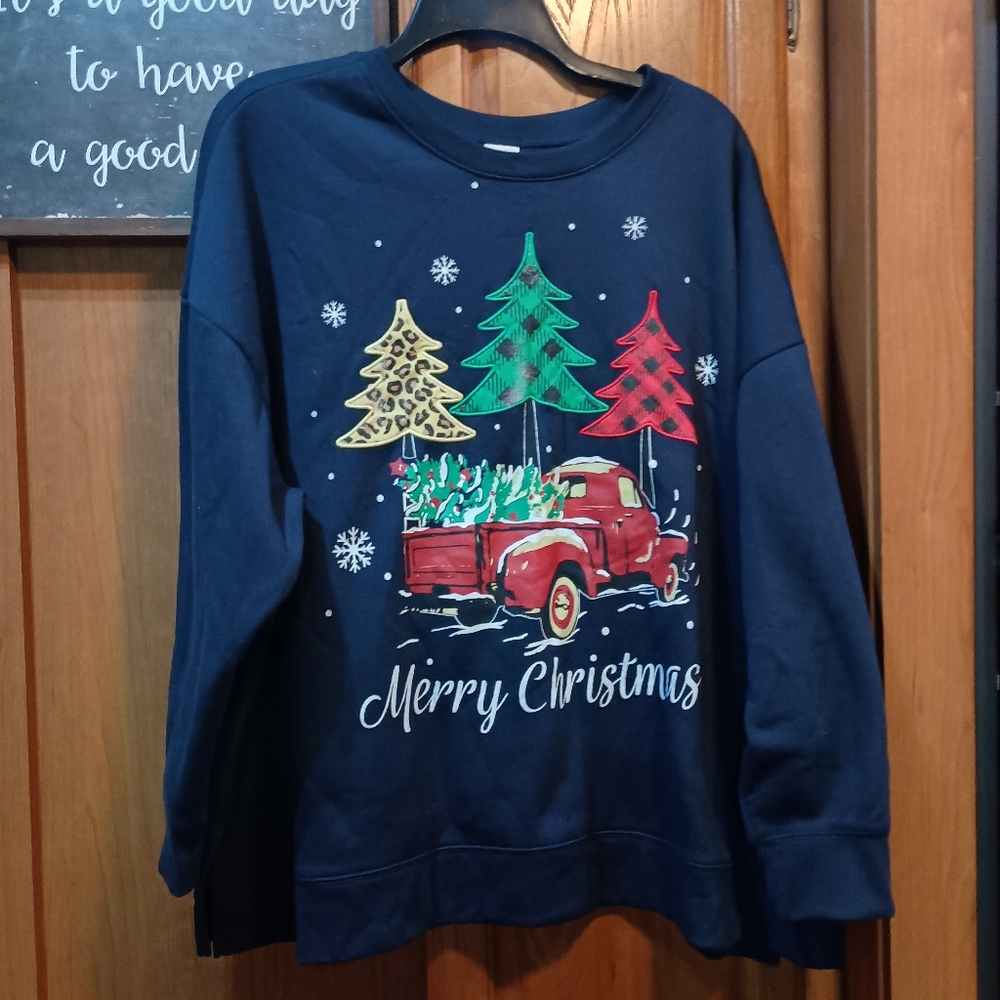 Festive Christmas Tree Graphic Sweatshirt By Terra &Sky 3X